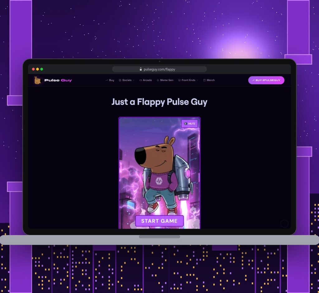 Just a Flappy Pulse Guy desktop view on a laptop