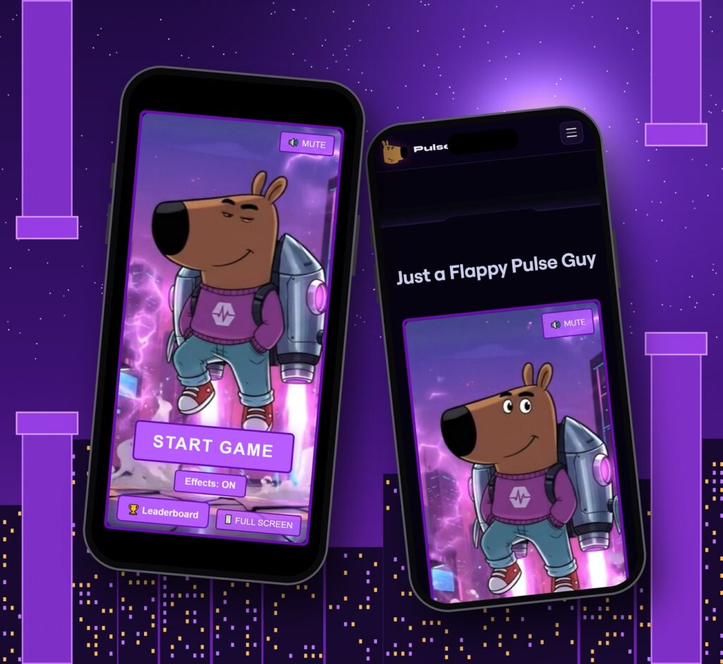 Just a Flappy Pulse Guy mobile view on a phone