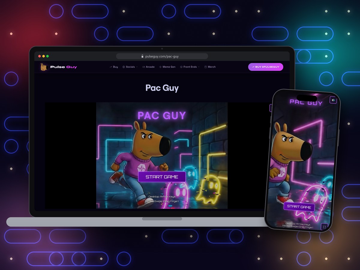 Pac Guy on a laptop and a phone