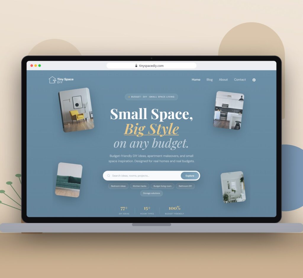 Tiny Space DIY desktop view on a laptop